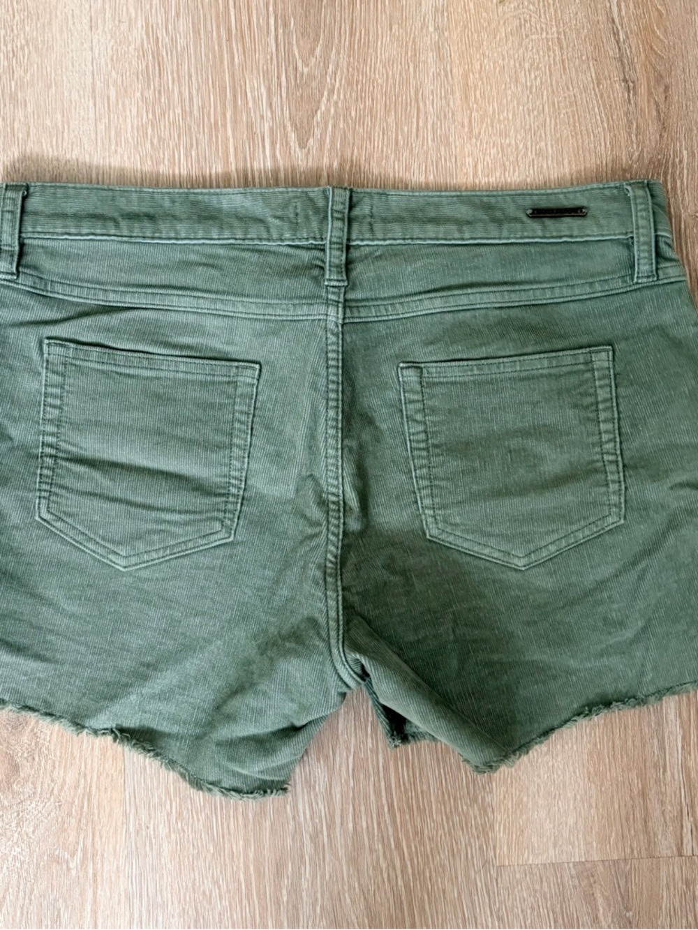 Carve Designs Olive Green Frayed Hem Denim Shorts - Picture 4 of 10